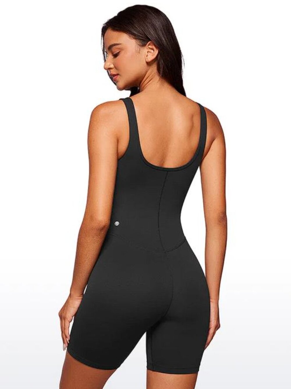 CRZ YOGA Women's Butterluxe Scoop Neck Rompers 6'' Shorts Bodysuits Size M Black - Picture 2 of 8